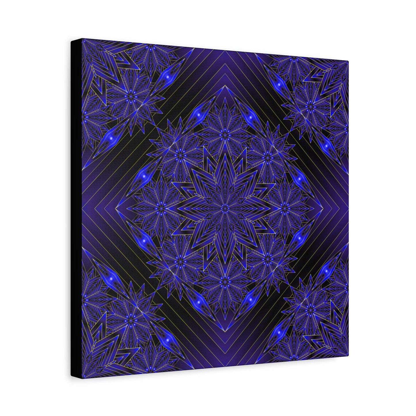 Galactic Mandala Matte Canvas Wall Art — Deep Purple Geometric Stretched Canvas
