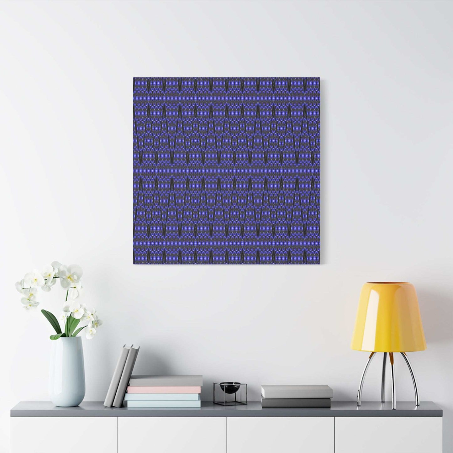 Blue Geometric Pattern Matte Canvas Print — Stretched Wall Art
