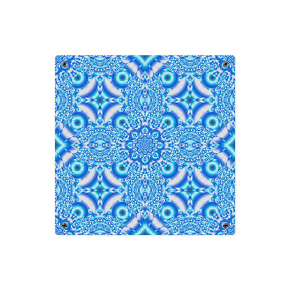 Blue Kaleidoscope Acrylic Wall Art Panel — Geometric Mandala Home Decor