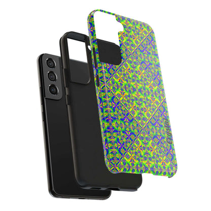 Vibrant Kaleidoscope Tough Phone Case — Neon Geometric Protective Cover
