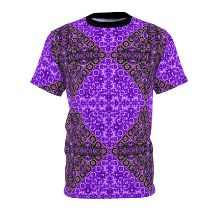 Purple Geometric Kaleidoscope Tee — All-Over Print Pattern Shirt