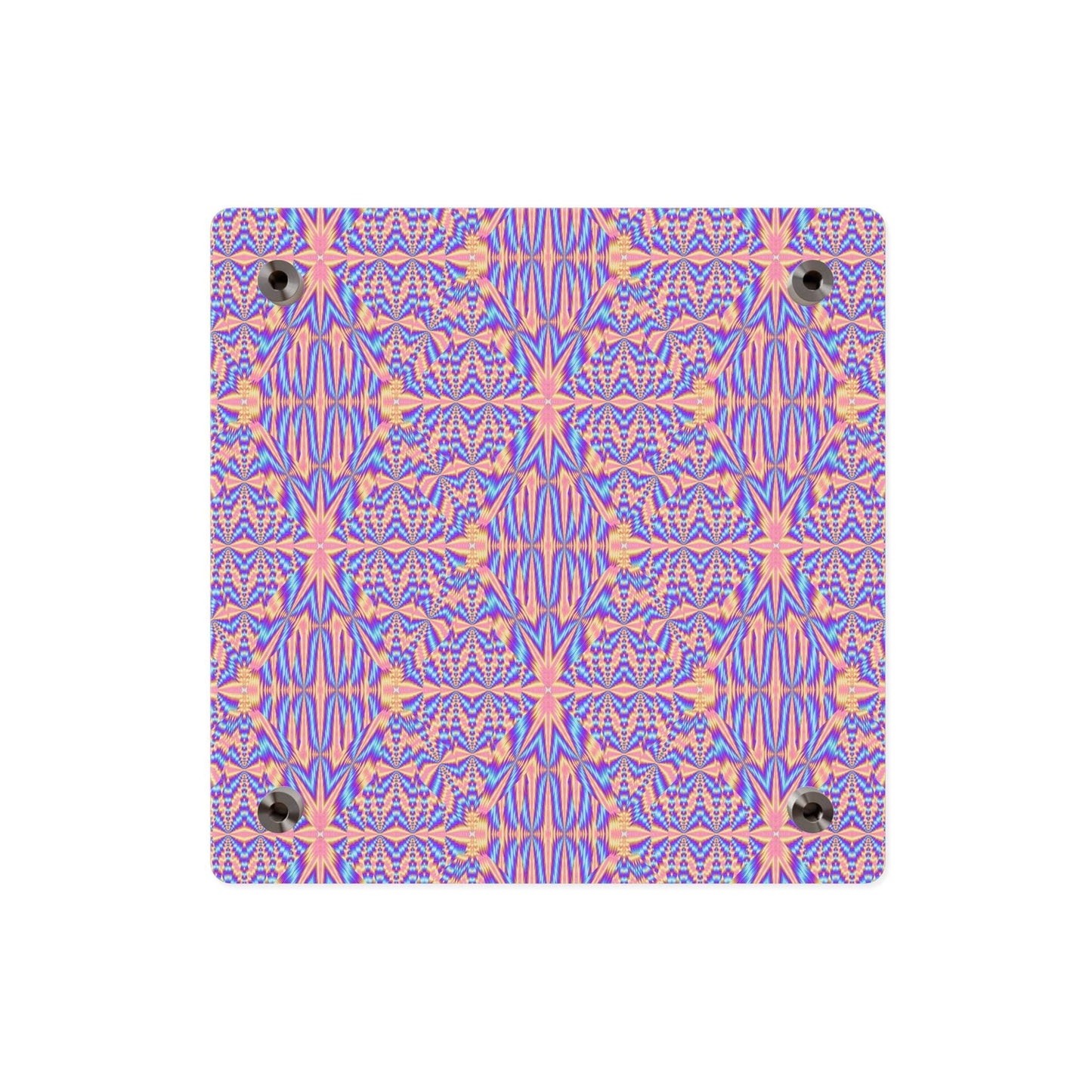 Acrylic Wall Art Panel — Pink & Blue Geometric Kaleidoscope