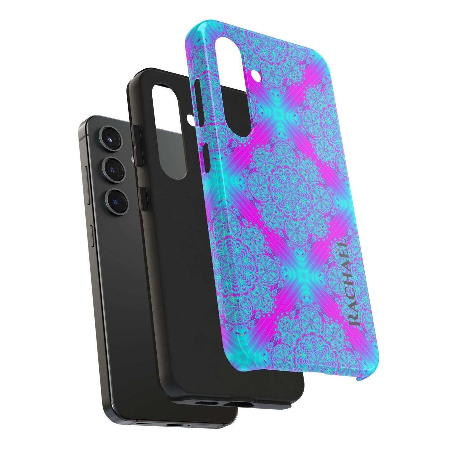 Personalized Tough Phone Case — Blue & Purple Mandala Design (Custom Name)