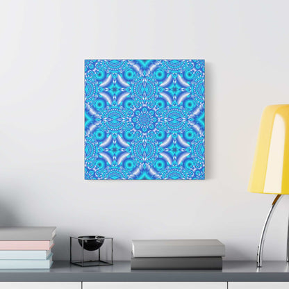 Blue Kaleidoscope Pattern Matte Canvas Wall Art - Stretched 1.25"