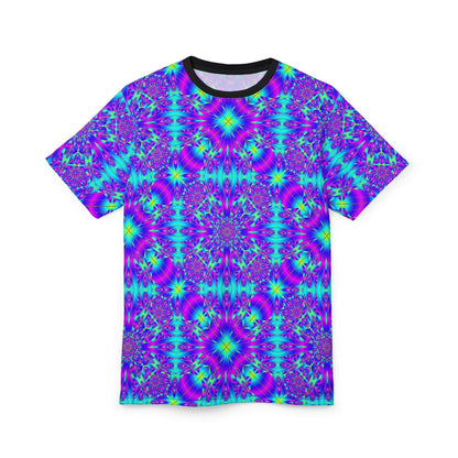 Kaleidoscope Psychedelic All-Over Print Tee — Vibrant Neon Mandala Shirt