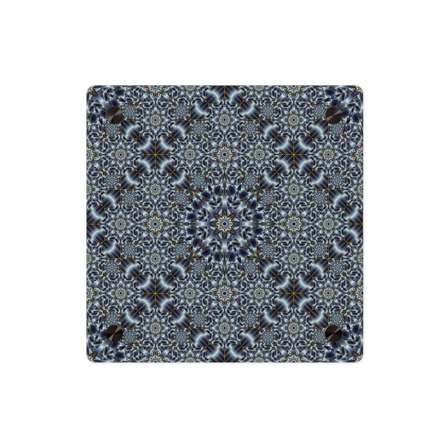 Acrylic Wall Art Panel — Blue Kaleidoscope Geometric Pattern