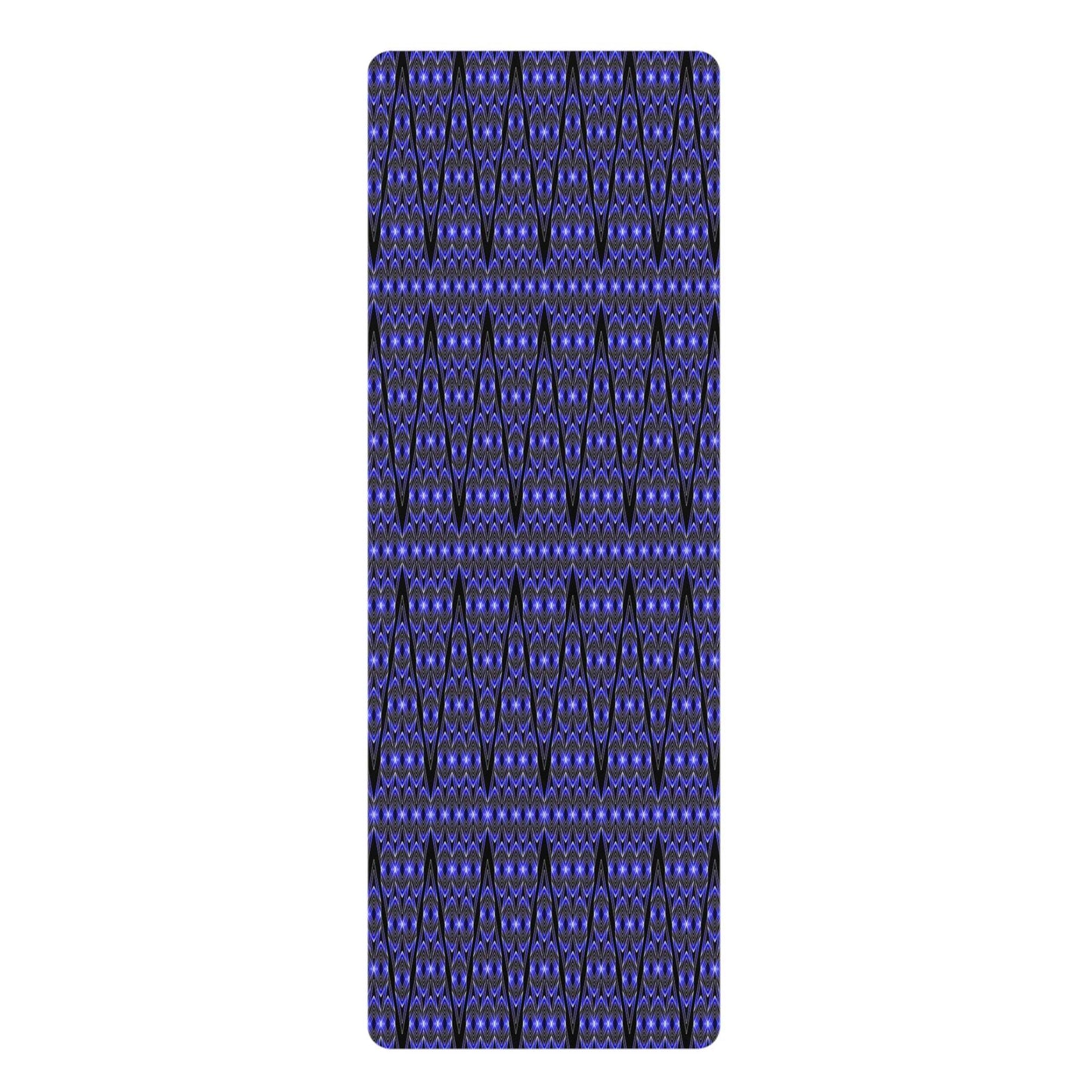 Blue Tribal Pattern Rubber Yoga Mat — Non-Slip Exercise & Pilates Mat