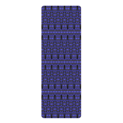 Blue Tribal Pattern Rubber Yoga Mat — Non-Slip Exercise & Pilates Mat
