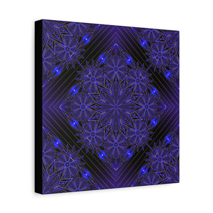 Galactic Mandala Matte Canvas Wall Art — Deep Purple Geometric Stretched Canvas