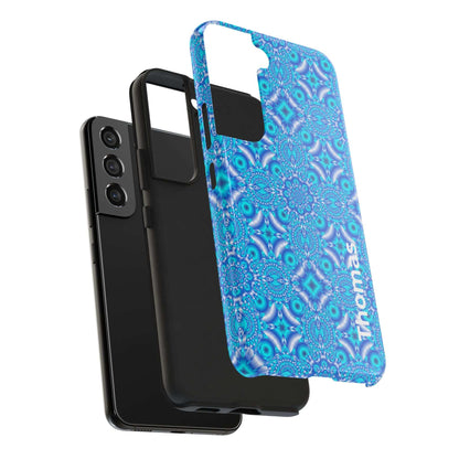 Personalized Blue Kaleidoscope Tough Phone Case — Custom Name Option