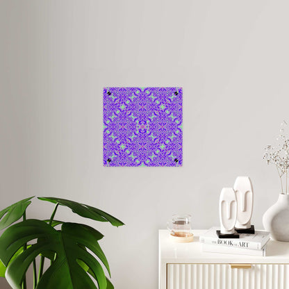 Psychedelic Kaleidoscope Acrylic Wall Art Panel — Vibrant Purple & Neon Green Geometric Decor