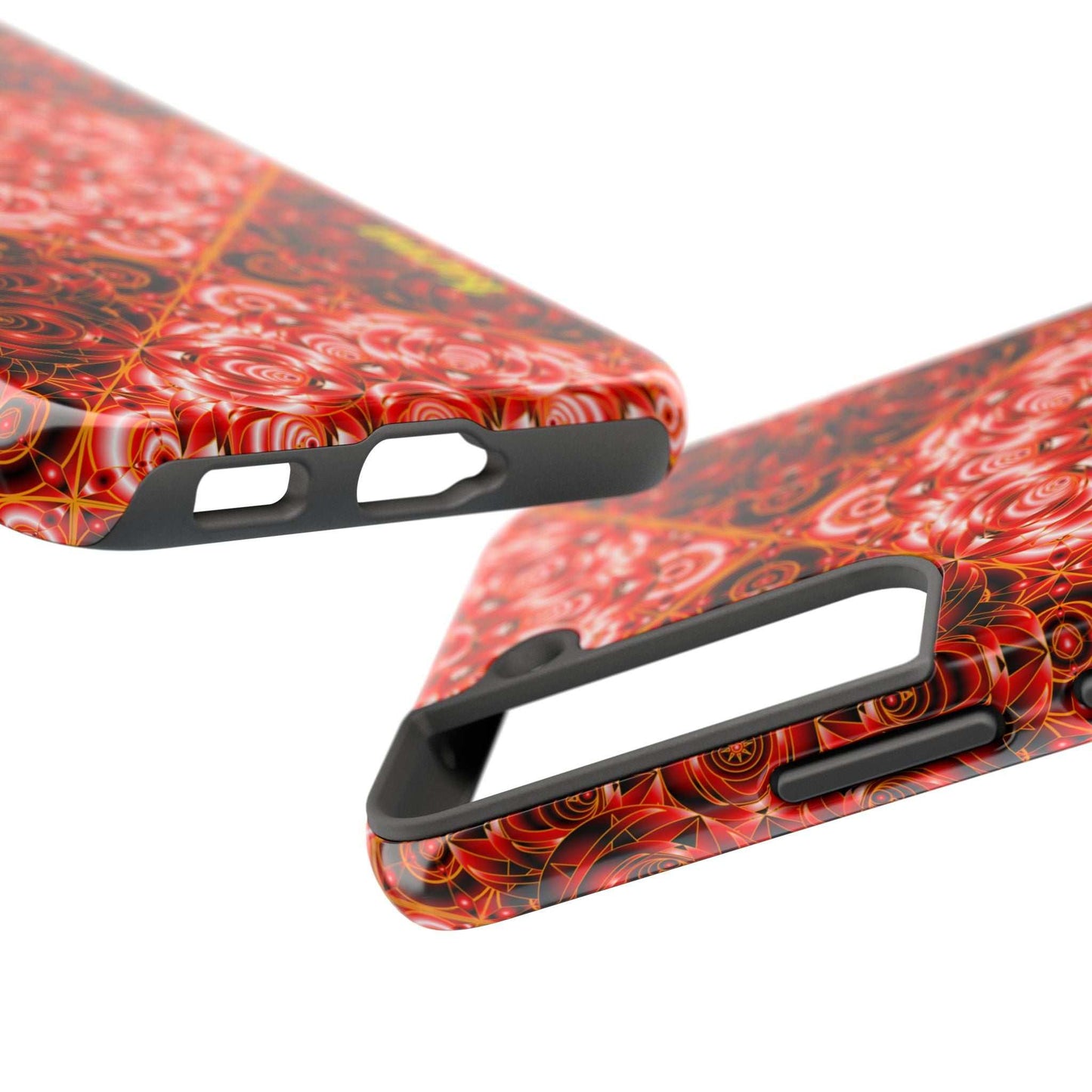 Red Floral Kaleidoscope Tough Phone Case — Personalized Name Option