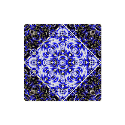 Acrylic Wall Art Panel — Blue Gold Kaleidoscope Geometric Design