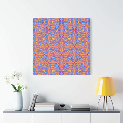 Abstract Geometric Pattern Matte Canvas Wall Art - Vibrant Orange & Blue Stretched Canvas