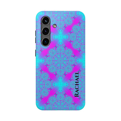 Personalized Tough Phone Case — Blue & Purple Mandala Design (Custom Name)