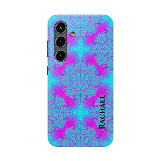 Personalized Tough Phone Case — Blue & Purple Mandala Design (Custom Name)