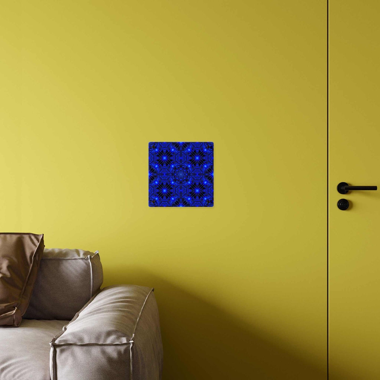 Blue Kaleidoscope Acrylic Wall Art Panel — Geometric Starburst Decor