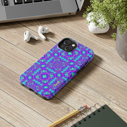 Psychedelic Kaleidoscope Tough Phone Case — Vibrant Purple & Teal Protective Cover