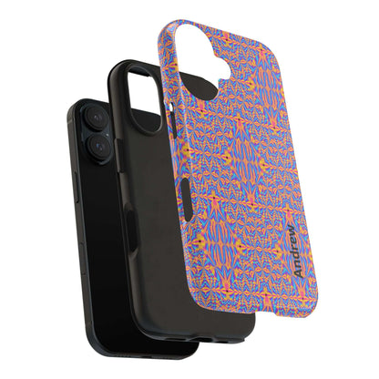 Psychedelic Geometric Tough Phone Case — Vibrant Orange & Purple Protective Cover