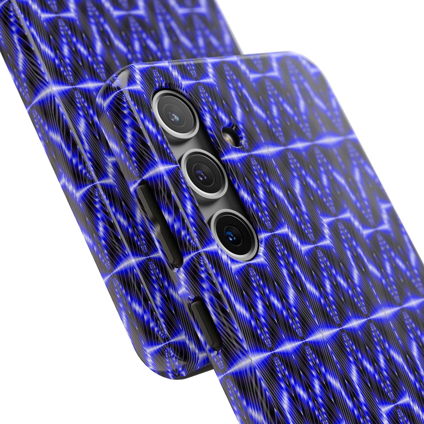 Tough Phone Case — Electric Blue Geometric Pattern (Your name)