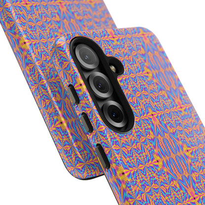 Psychedelic Geometric Tough Phone Case — Vibrant Orange & Purple Protective Cover