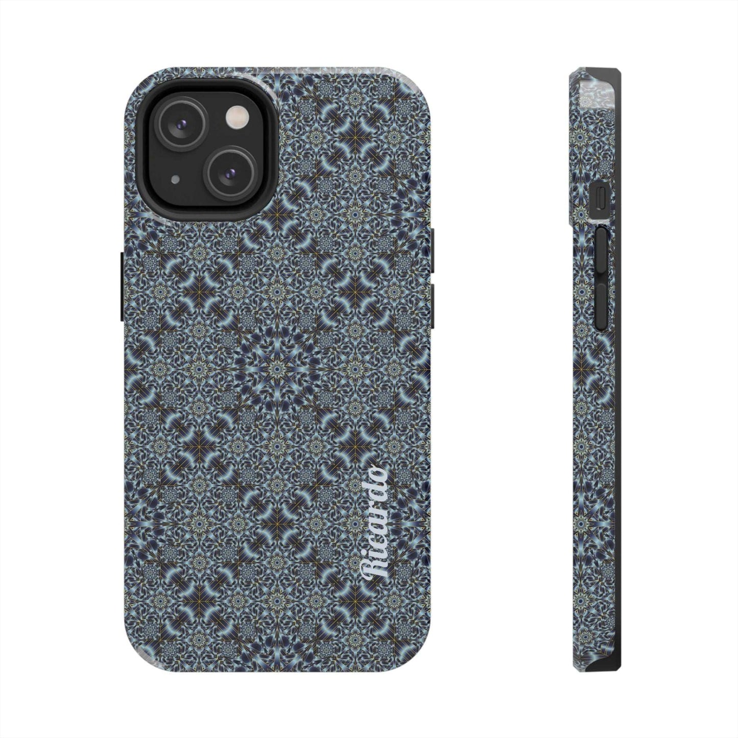Protective Phone Case — Blue Mosaic Mandala Pattern