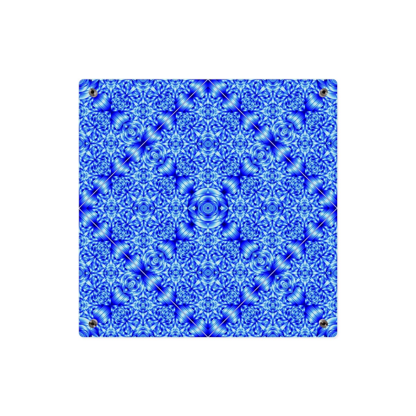 Blue Kaleidoscope Acrylic Wall Art Panel — Modern Geometric Home Decor