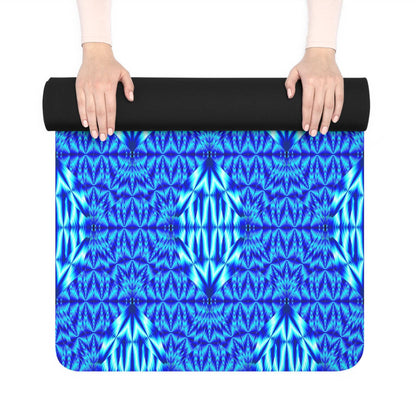 Blue Tribal Pattern Rubber Yoga Mat — Non-Slip Eco-Friendly Mat