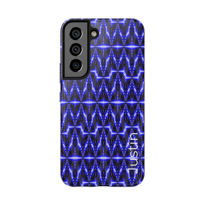Tough Phone Case — Electric Blue Geometric Pattern (Your name)