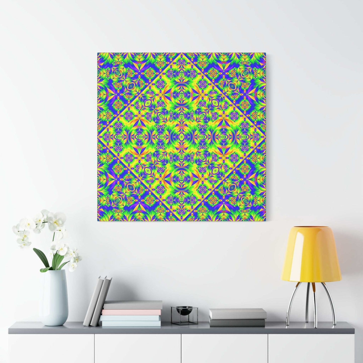 Psychedelic Kaleidoscope Matte Canvas Art — Vibrant Geometric Wall Decor