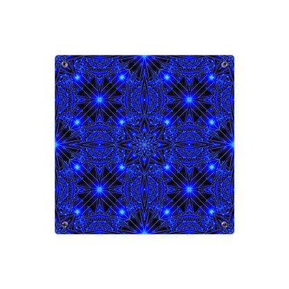 Blue Kaleidoscope Acrylic Wall Art Panel — Geometric Starburst Decor