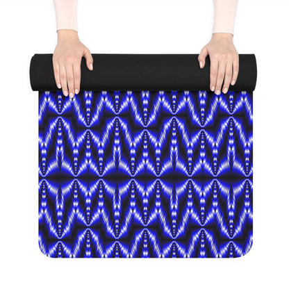Rubber Yoga Mat — Indigo Geometric Pattern Non-Slip Exercise Mat