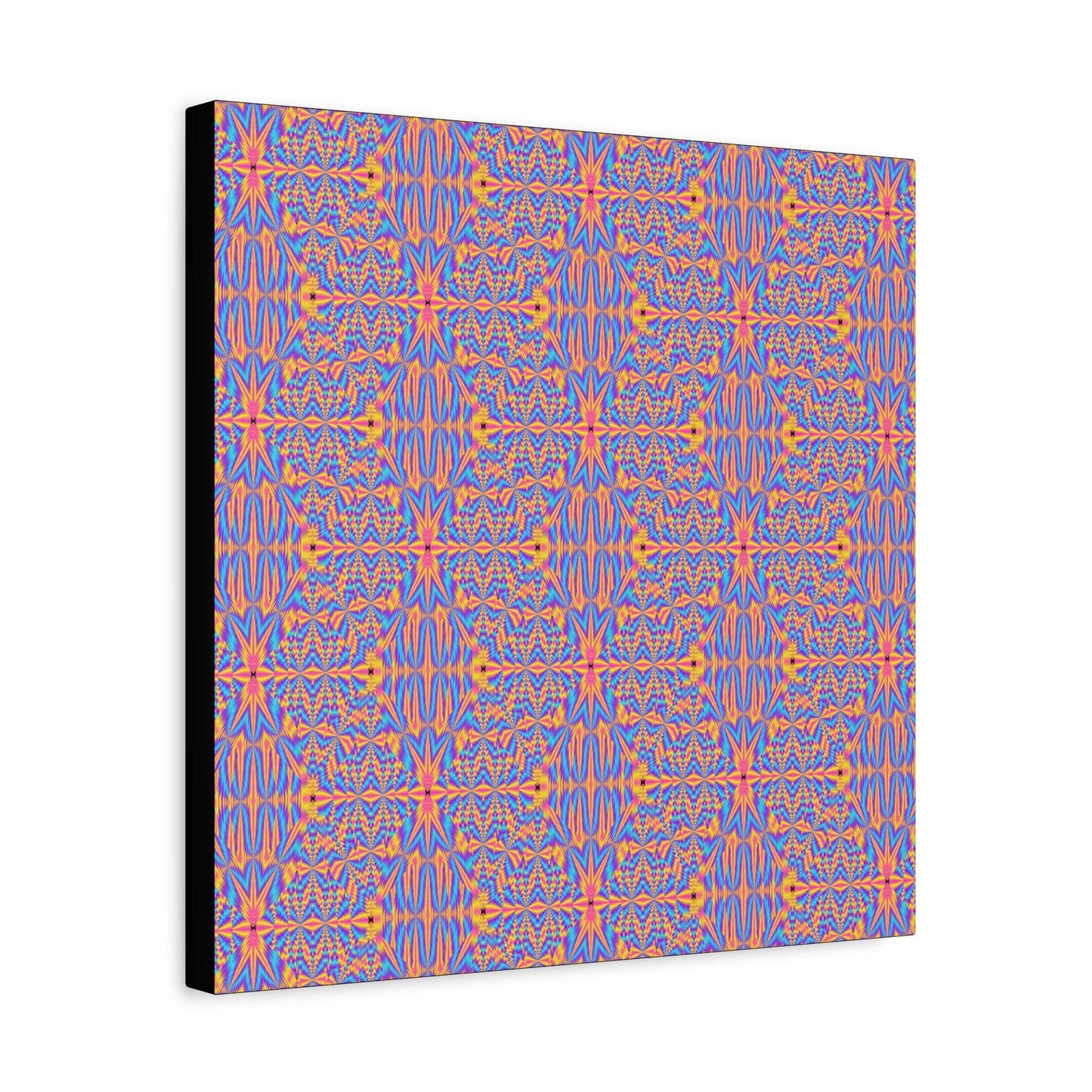 Abstract Geometric Pattern Matte Canvas Wall Art - Vibrant Orange & Blue Stretched Canvas