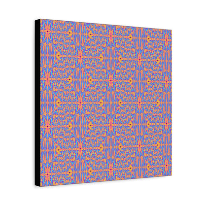 Abstract Geometric Pattern Matte Canvas Wall Art - Vibrant Orange & Blue Stretched Canvas