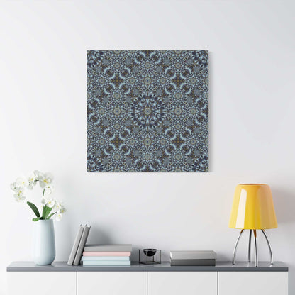 Kaleidoscope Pattern Matte Canvas Wall Art — Blue Geometric Stretched Canvas (1.25″)