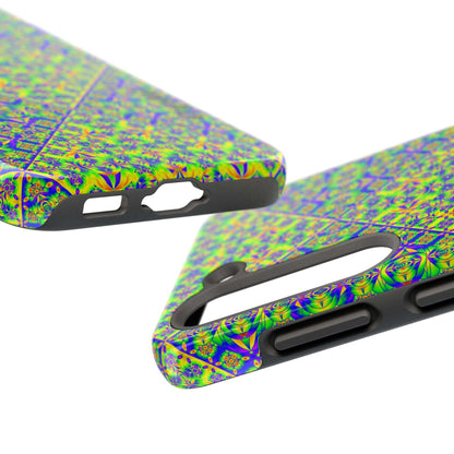 Vibrant Kaleidoscope Tough Phone Case — Neon Geometric Protective Cover