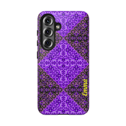 Personalized Purple Mosaic Tough Phone Case — Custom Name Phone Cover