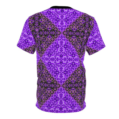 Purple Geometric Kaleidoscope Tee — All-Over Print Pattern Shirt