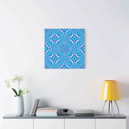Blue Kaleidoscope Pattern Matte Canvas Wall Art - Stretched 1.25"