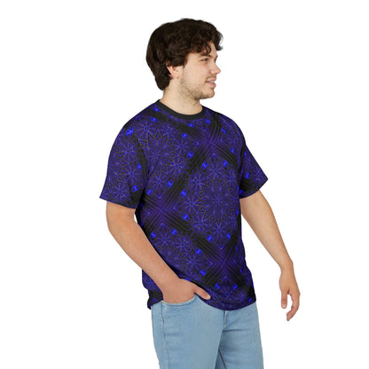 All-Over Blue Mandala Tee — Psychedelic Geometric Pattern Shirt