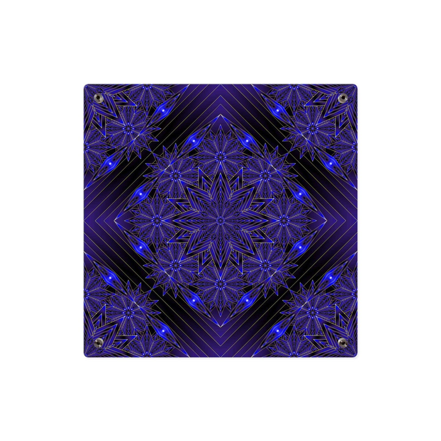 Acrylic Wall Art Panel — Deep Indigo Geometric Mandala