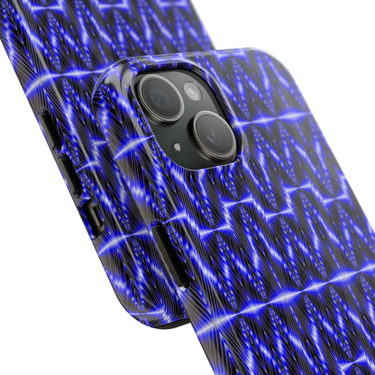 Tough Phone Case — Electric Blue Geometric Pattern (Your name)