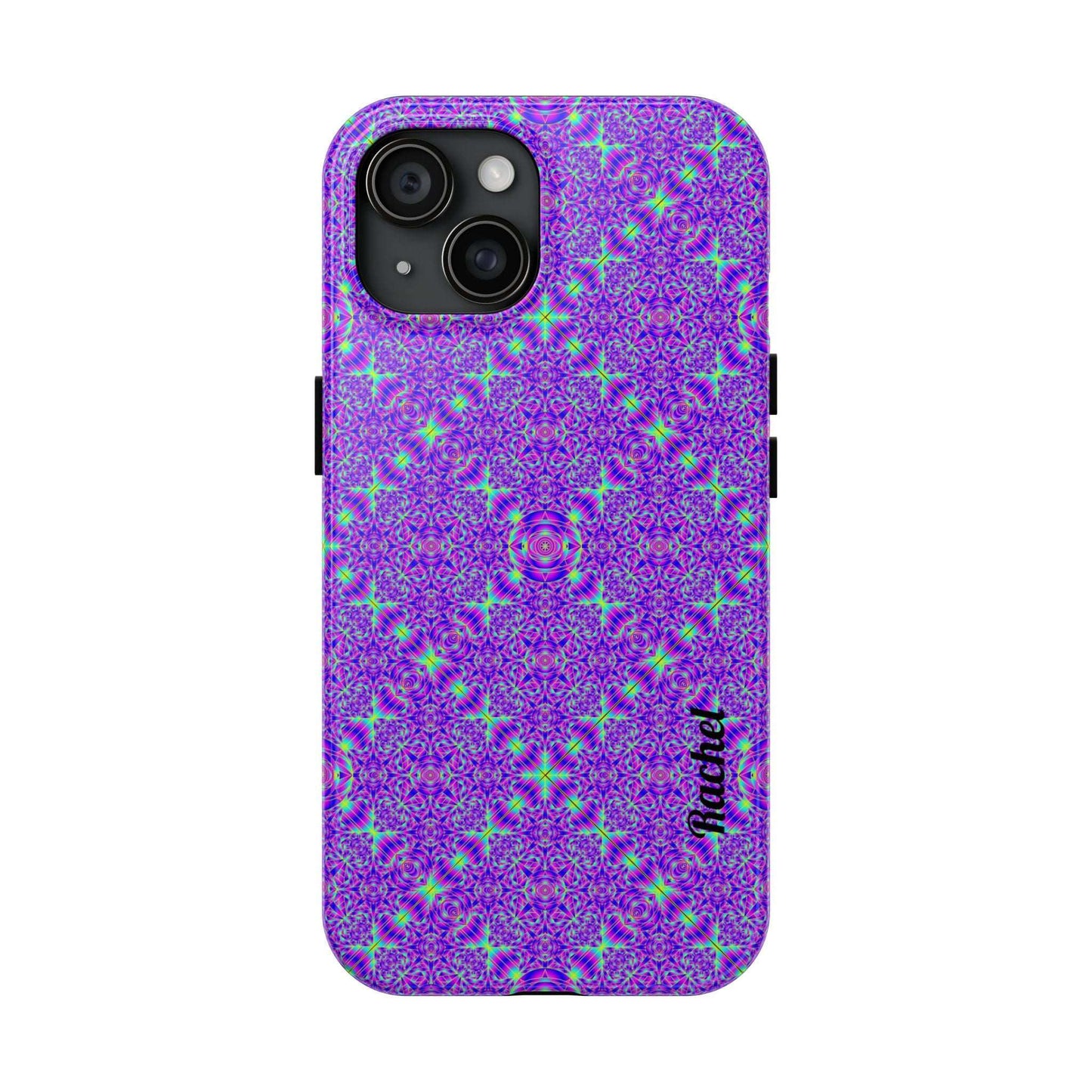 Purple Kaleidoscope Tough Phone Case — Protective iPhone Cover with Vibrant Geometric Pattern