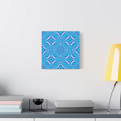 Blue Kaleidoscope Pattern Matte Canvas Wall Art - Stretched 1.25"