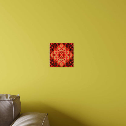 Acrylic Wall Art Panel — Red Kaleidoscope Mandala Decorative Square