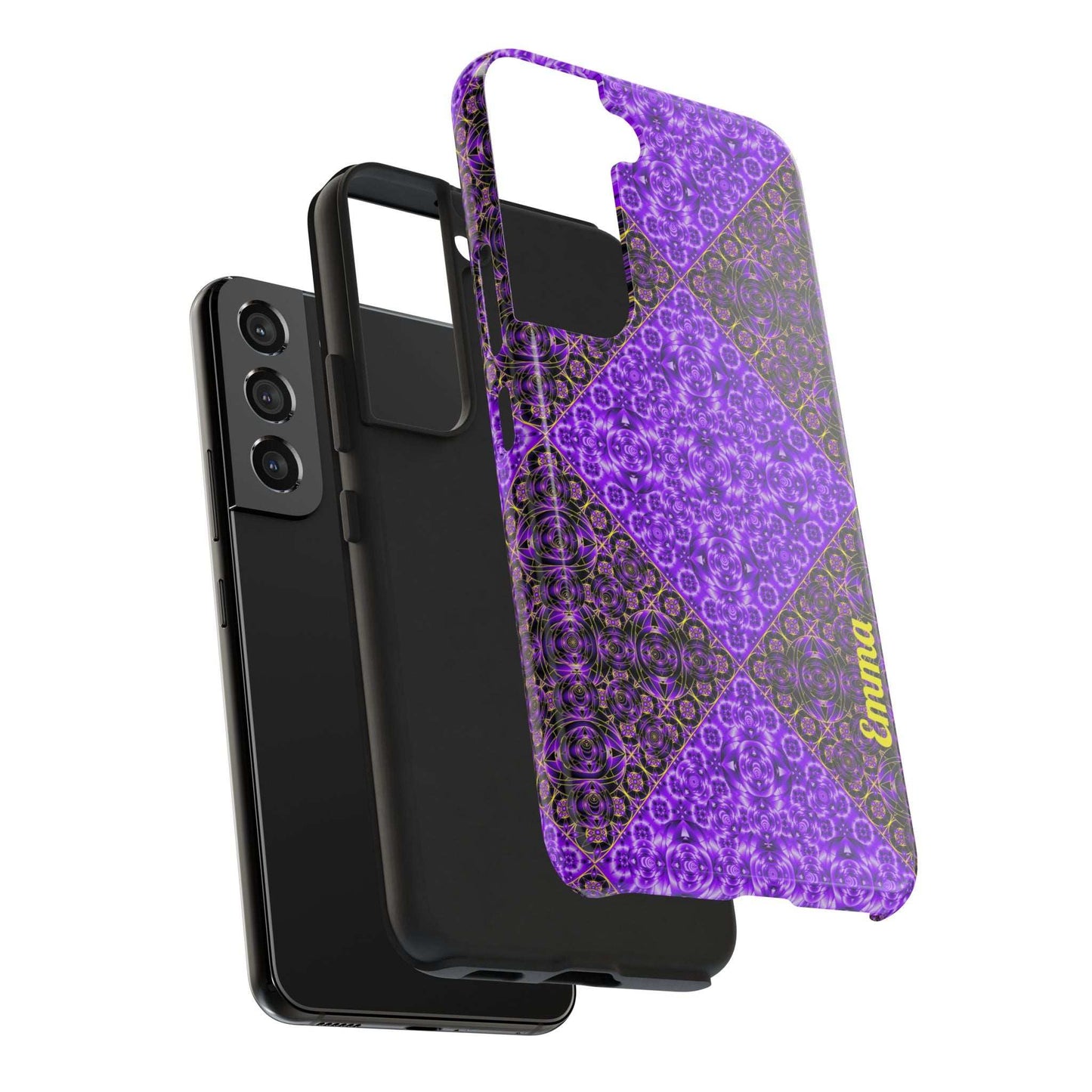 Personalized Purple Mosaic Tough Phone Case — Custom Name Phone Cover