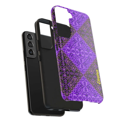 Personalized Purple Mosaic Tough Phone Case — Custom Name Phone Cover