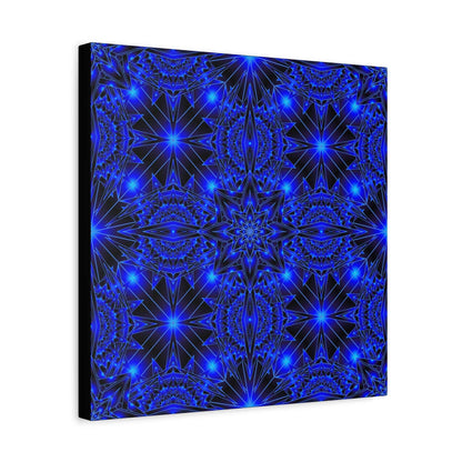 Blue Neon Kaleidoscope Canvas Print — Matte Stretched Wall Art