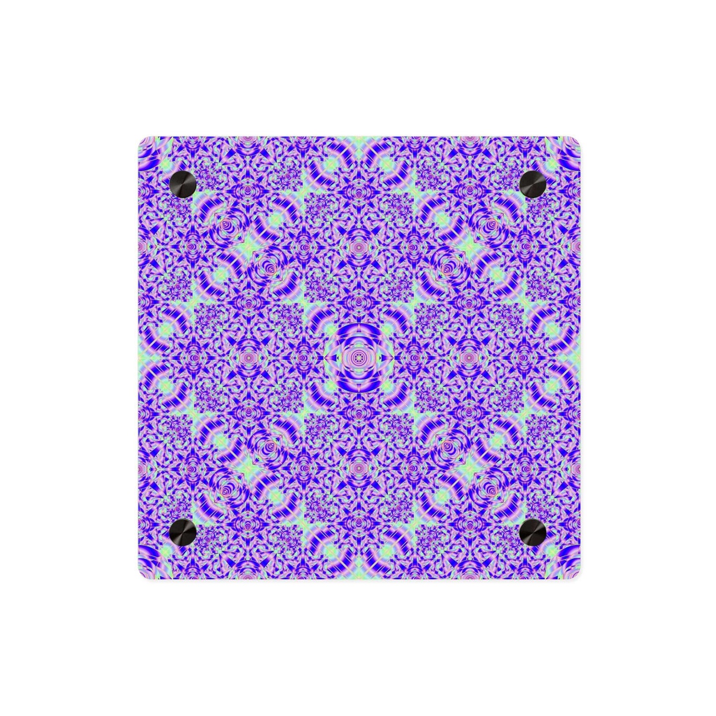 Psychedelic Kaleidoscope Acrylic Wall Art Panel — Vibrant Purple & Neon Green Geometric Decor