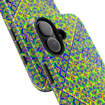 Vibrant Kaleidoscope Tough Phone Case — Neon Geometric Protective Cover